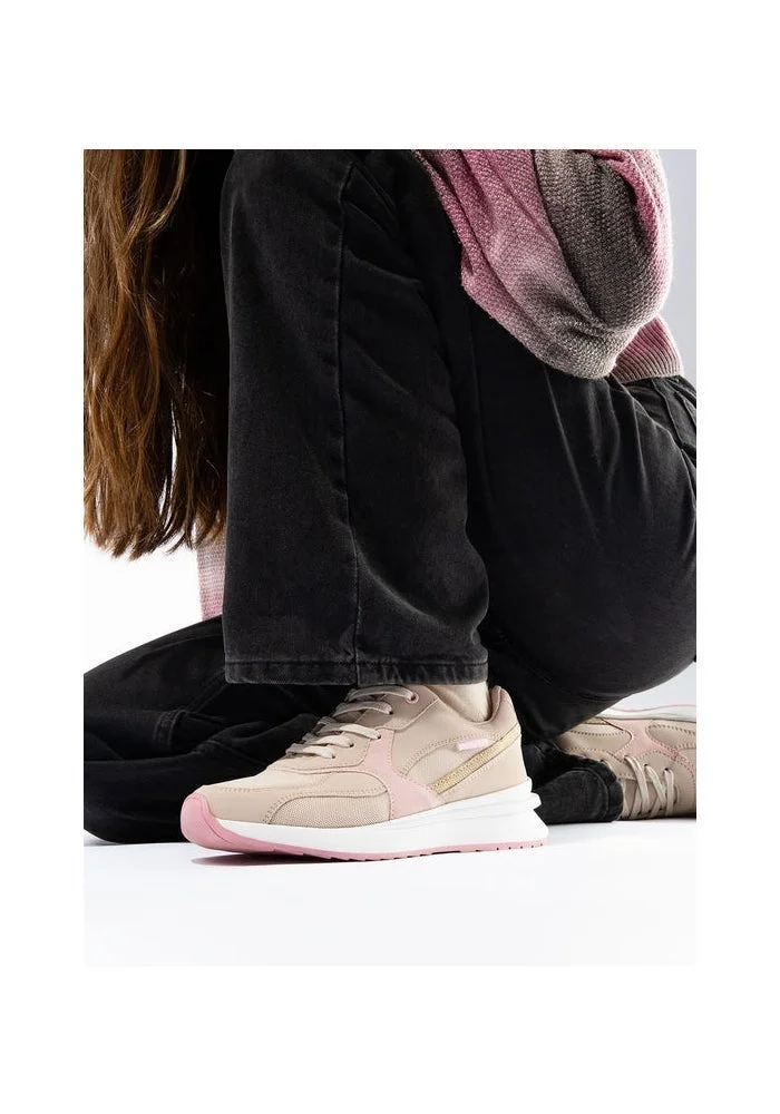 Bacca Bucci Beige and Pink NYC Low-Top  Sneakers—for Gen Z Fashionistas for Women | Best Price UAE